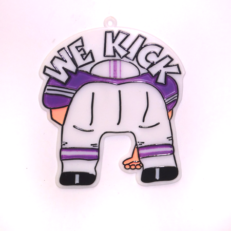 We Kick . . . Charm - 2.5" - White/Purple - 2 pc. pkg.