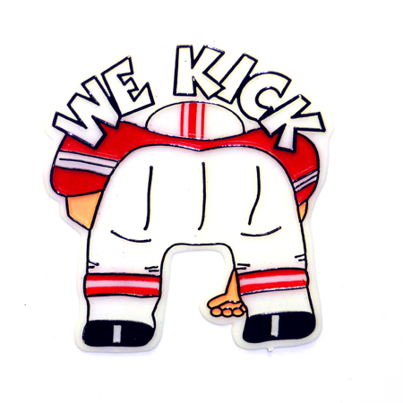 We Kick . . . Charm - 2.5" - White/Red - 2 pc. pkg.