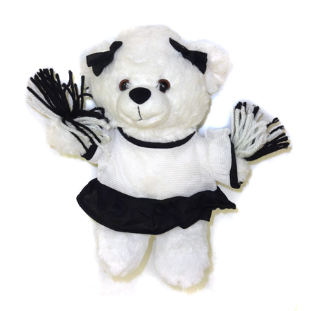 9" Cheer Bear - White/Black