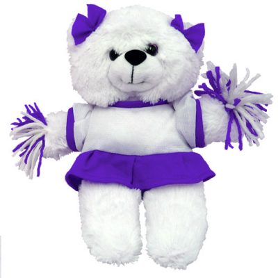 9" Cheer Bear - White/Purple