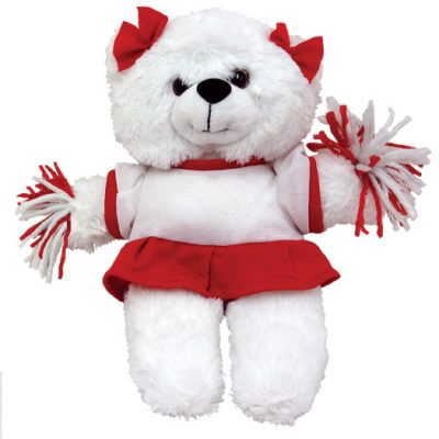 9" Cheer Bear - White/Red