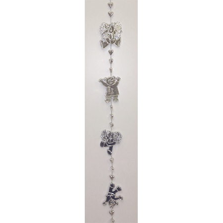 Cheerleader Bear Garland - Metallic Silver - 9' pkg.