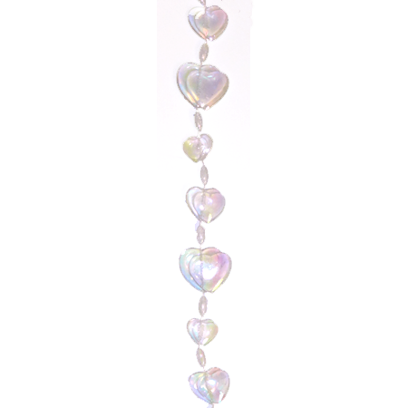 Double Heart Garland - Crystal Iridescent - 9' pkg.