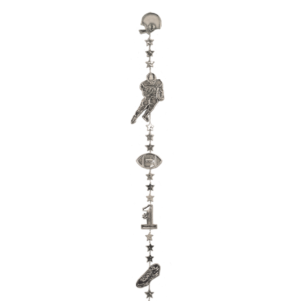 Football Player Garland - Metallic Silver - 9' pkg.