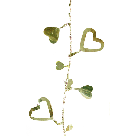 Open Heart Foil Garland - Metallic Gold - 25' pkg.
