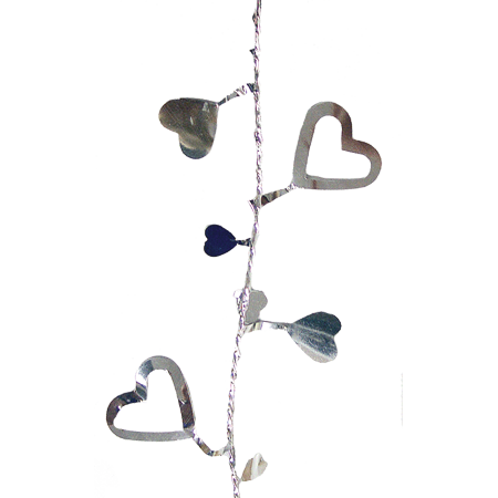 Open Heart Foil Garland - Metallic Silver - 25' pkg.