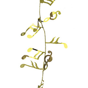 Music Note Foil Garland - Gold - 25' pkg.