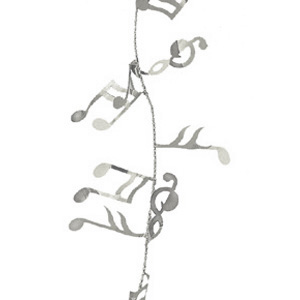 Music Note Foil Garland - Silver - 25' pkg.