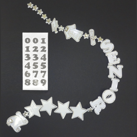 Senior Garland - White/Metallic Silver - 20"