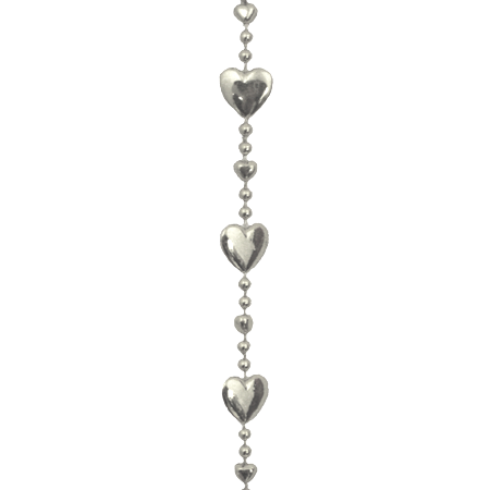 Small Heart Garland - Metallic Silver - 9' pkg.