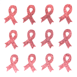 Awareness Ribbon Glitter Sticker Sheet - Pink - 12 per sheet