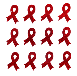 Awareness Ribbon Glitter Sticker Sheet - Red - 12 per sheet