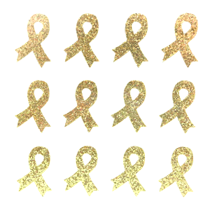 Awareness Ribbon Glitter Sticker Sheet - Soft Gold - 12 per sheet