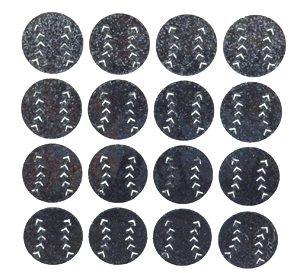 Baseball Glitter Sticker Sheet - Black - 16 per sheet