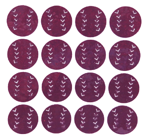 Baseball Glitter Sticker Sheet - Burgundy - 16 per sheet