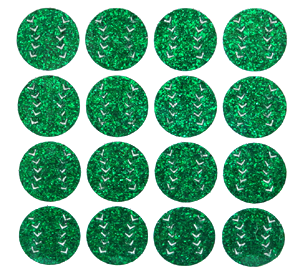 Baseball Glitter Sticker Sheet - Emerald - 16 per sheet