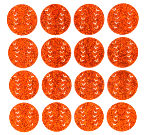 Baseball Glitter Sticker Sheet - Orange - 16 per sheet