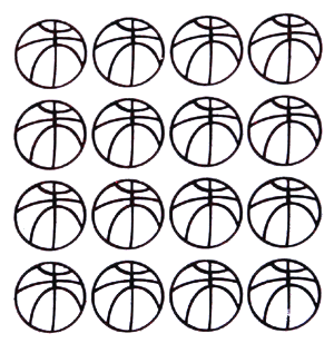 Basketball Glitter Sticker Sheet - Black - 16 per sheet