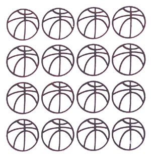 Basketball Glitter Sticker Sheet - Burgundy - 16 per sheet