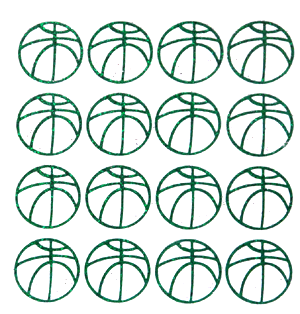 Basketball Glitter Sticker Sheet - Emerald - 16 per sheet