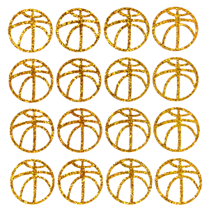 Basketball Glitter Sticker Sheet - Old Gold - 16 per sheet