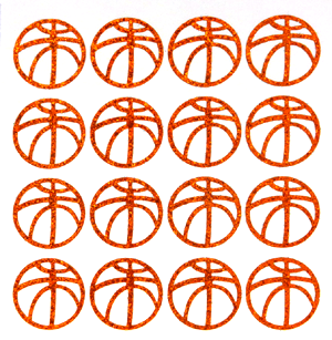 Basketball Glitter Sticker Sheet - Orange - 16 per sheet