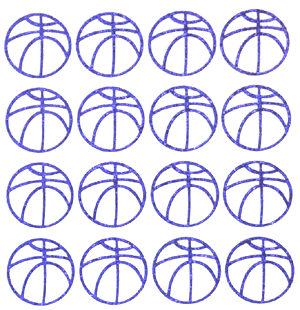 Basketball Glitter Sticker Sheet - Purple - 16 per sheet