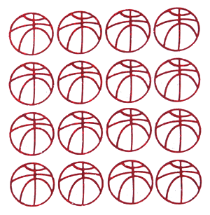 Basketball Glitter Sticker Sheet - Red - 16 per sheet