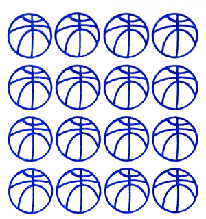 Basketball Glitter Sticker Sheet - Royal - 16 per sheet