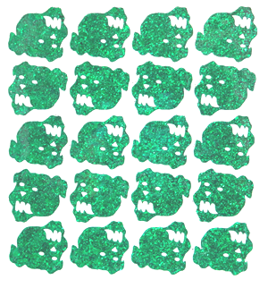 Bulldog Glitter Sticker Sheet - Emerald - 20 per sheet