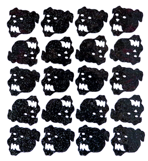 Bulldog Glitter Sticker Sheet - Black - 20 per sheet