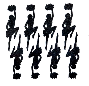 Cheerleader Glitter Sticker Sheet - Black - 8 per sheet