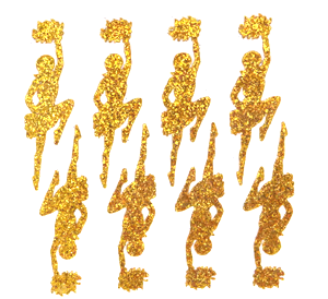 Cheerleader Glitter Sticker Sheet - Old Gold - 8 per sheet