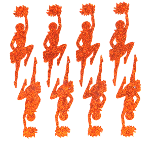 Cheerleader Glitter Sticker Sheet - Orange - 8 per sheet