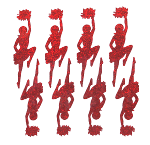 Cheerleader Glitter Sticker Sheet - Red - 8 per sheet