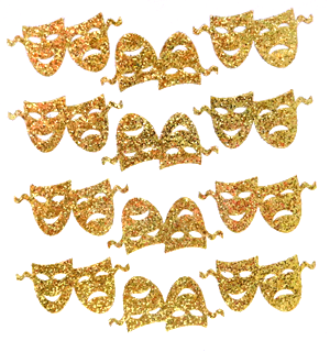 Comedy/Tragedy Glitter Sticker Sheet - Soft Gold - 12 per sheet