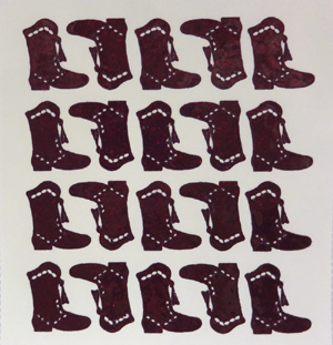 Drill Boot Glitter Sticker Sheet - Burgundy - 20 per sheet