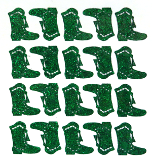 Drill Boot Glitter Sticker Sheet - Emerald - 20 per sheet