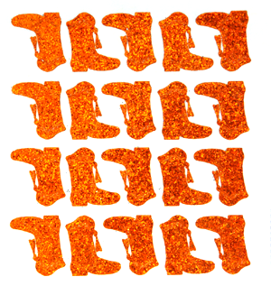 Drill Boot Glitter Sticker Sheet - Orange - 20 per sheet