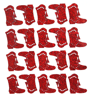 Drill Boot Glitter Sticker Sheet - Red - 20 per sheet