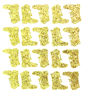 Drill Boot Glitter Sticker Sheet - Soft Gold - 20 per sheet