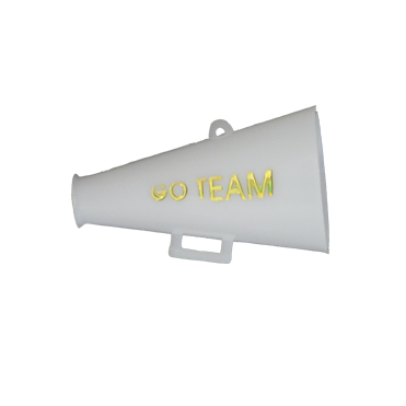 1.5" Go Team Megaphone - White/Gold - 3 pc. pkg.