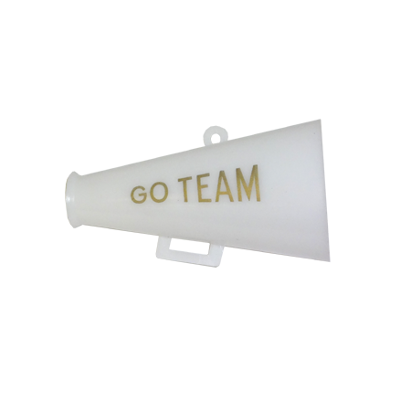 2.5" Go Team Megaphone - White/Gold - 12 pc. pkg.
