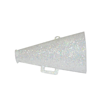 1.75" Glitter Megaphone - White Iridescent - 12 pc. pkg.