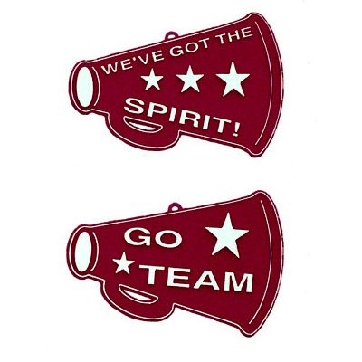 Flat Megaphone Trinket - 3" - Burgundy/White - 2 styles per pkg.