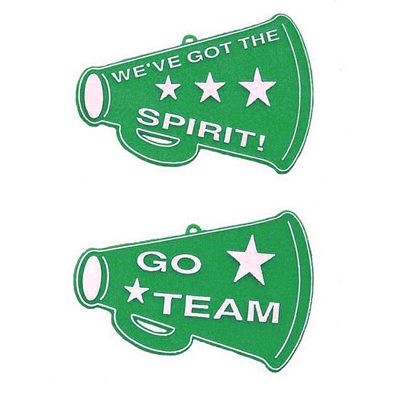 Flat Megaphone Trinket - 3" - Emerald/White - 2 styles per pkg.