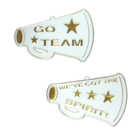 Flat Megaphone Trinket - 3" - White/Metallic Gold - 2 styles per pkg.