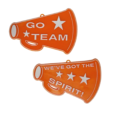 Flat Megaphone Trinket - 3" - Orange/White - 2 styles per pkg.