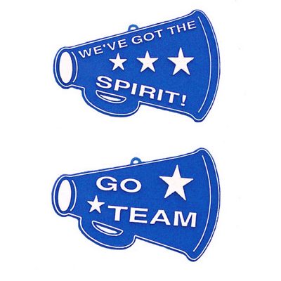 Flat Megaphone Trinket - 3" - Royal/White - 2 styles per pkg.