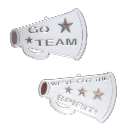 Flat Megaphone Trinket - 3" - White/MetallicSilver - 2 styles per pkg.